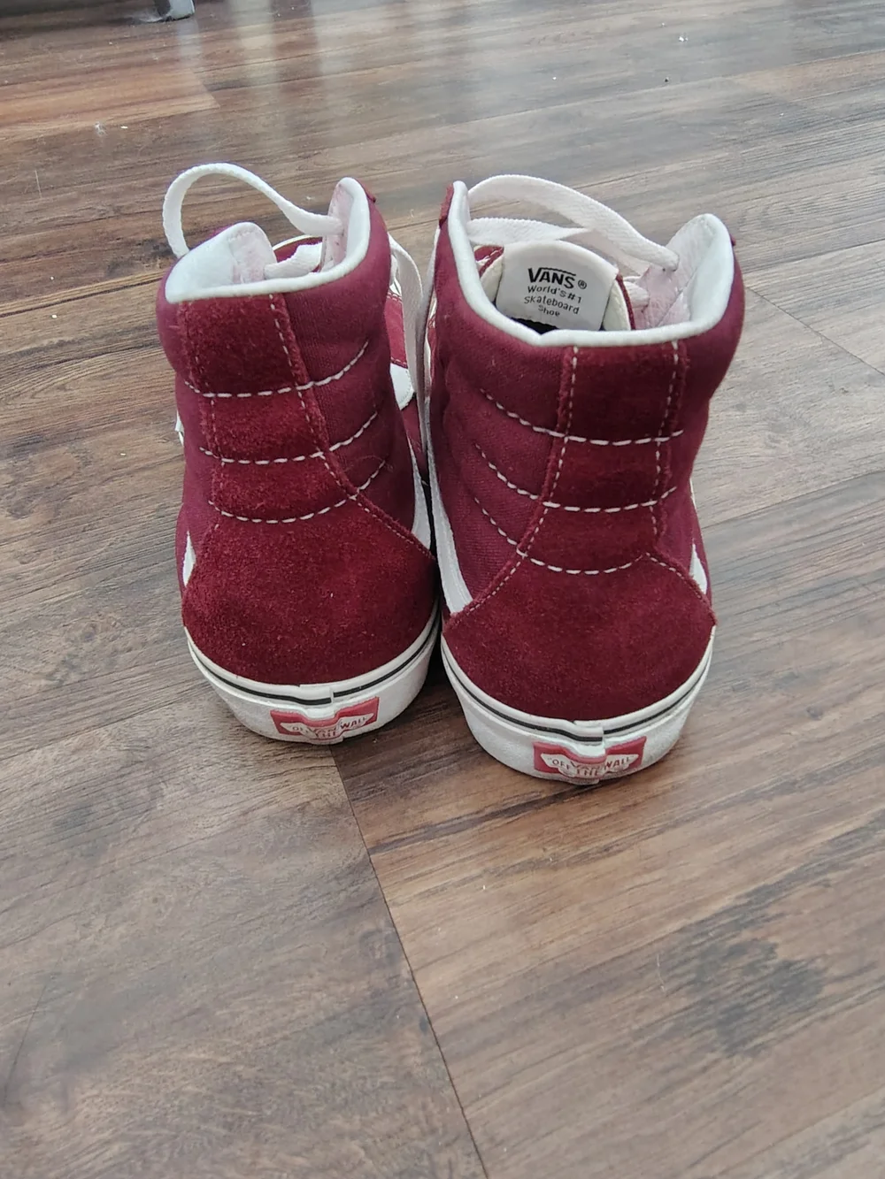 Vans Sk8-Hi High Top Sneakers - Burgundy with White Stripe